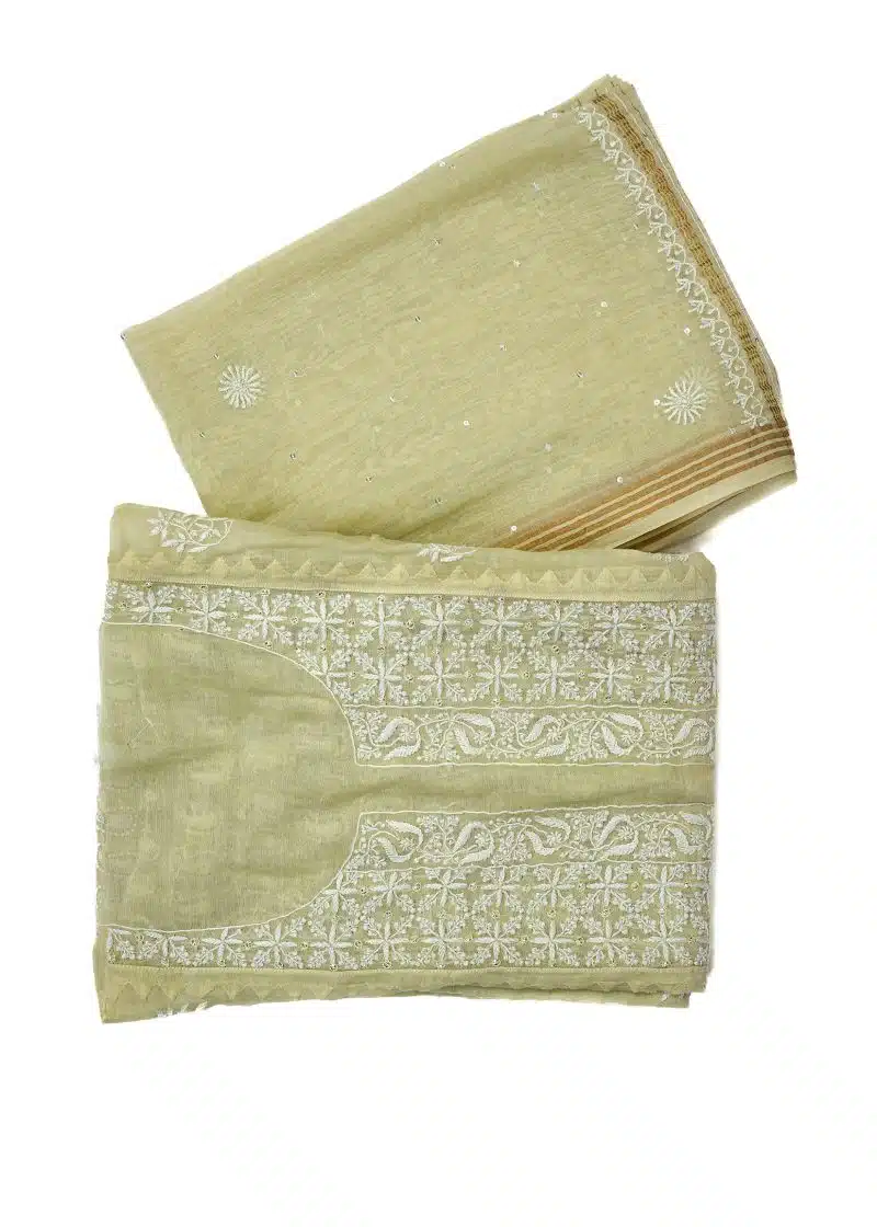 Maysarah Lucknowi | Sea Green | Semi stitched | Festival wear | Kurta Dupatta Style | 2 pc set - Image 3