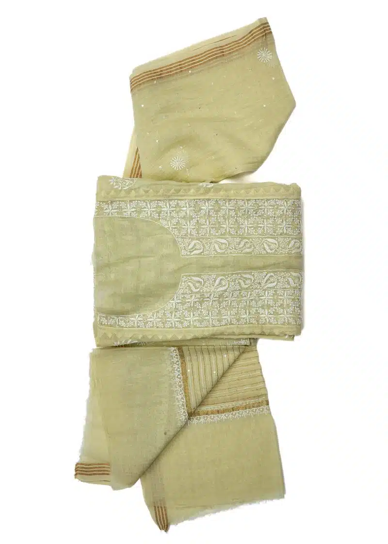 Maysarah Lucknowi | Sea Green | Semi stitched | Festival wear | Kurta Dupatta Style | 2 pc set - Image 4