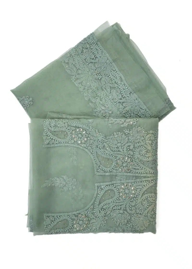 Maysarah Lucknowi | Sea Green | Unstitched | Festival wear | Kurta Dupatta Style | 2 pc set - Image 2