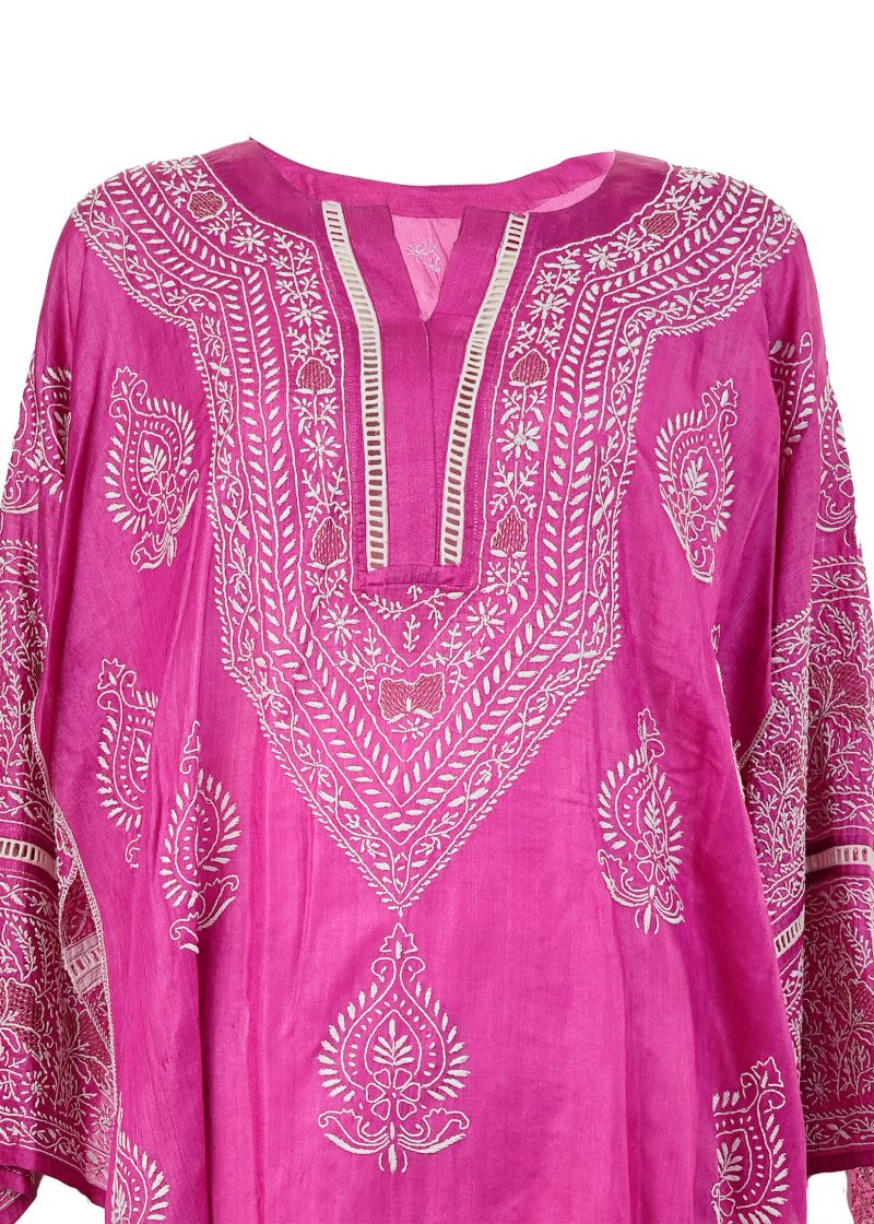 Maysarah Lucknowi | Hot Pink | Semi stitched | Festival wear | Kurta Dupatta Style | 2 pc set - Image 3