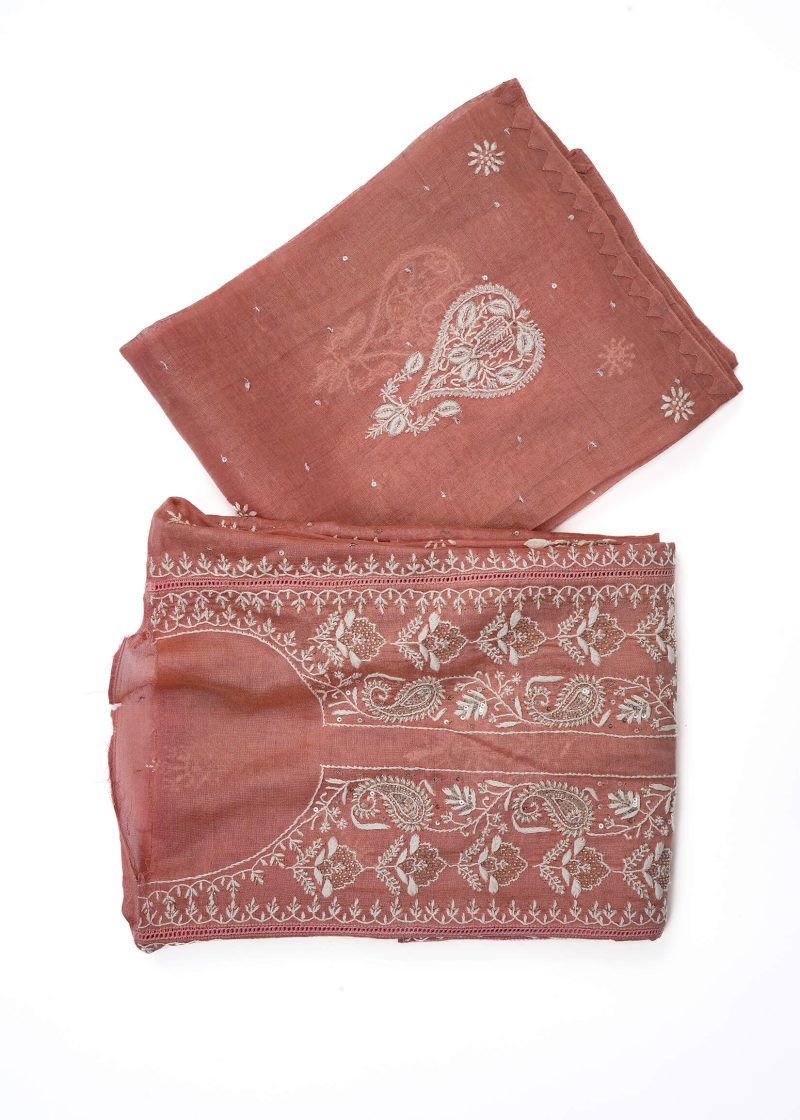 Maysarah Lucknowi | Rose Pink | Semi stitched | Festival wear | Kurta Dupatta Style | 2 pc set - Image 2