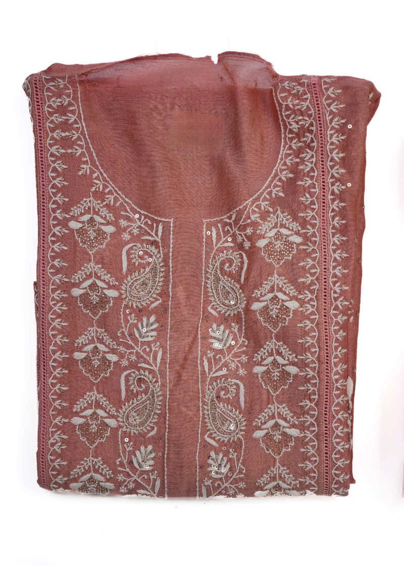 Maysarah Lucknowi | Rose Pink | Semi stitched | Festival wear | Kurta Dupatta Style | 2 pc set - Image 3