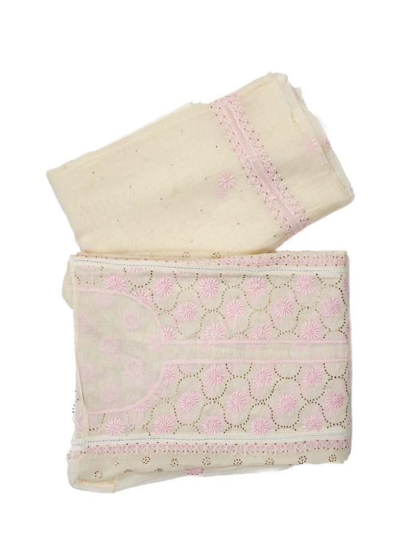 Maysarah Lucknowi | Off White | Semi stitched | Festival wear | Kurta Dupatta Style | 2 pc set - Image 2