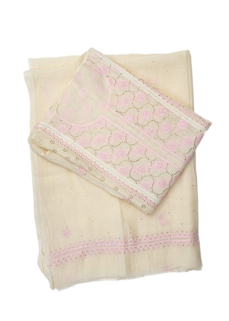 Maysarah Lucknowi | Off White | Semi stitched | Festival wear | Kurta Dupatta Style | 2 pc set - Image 4