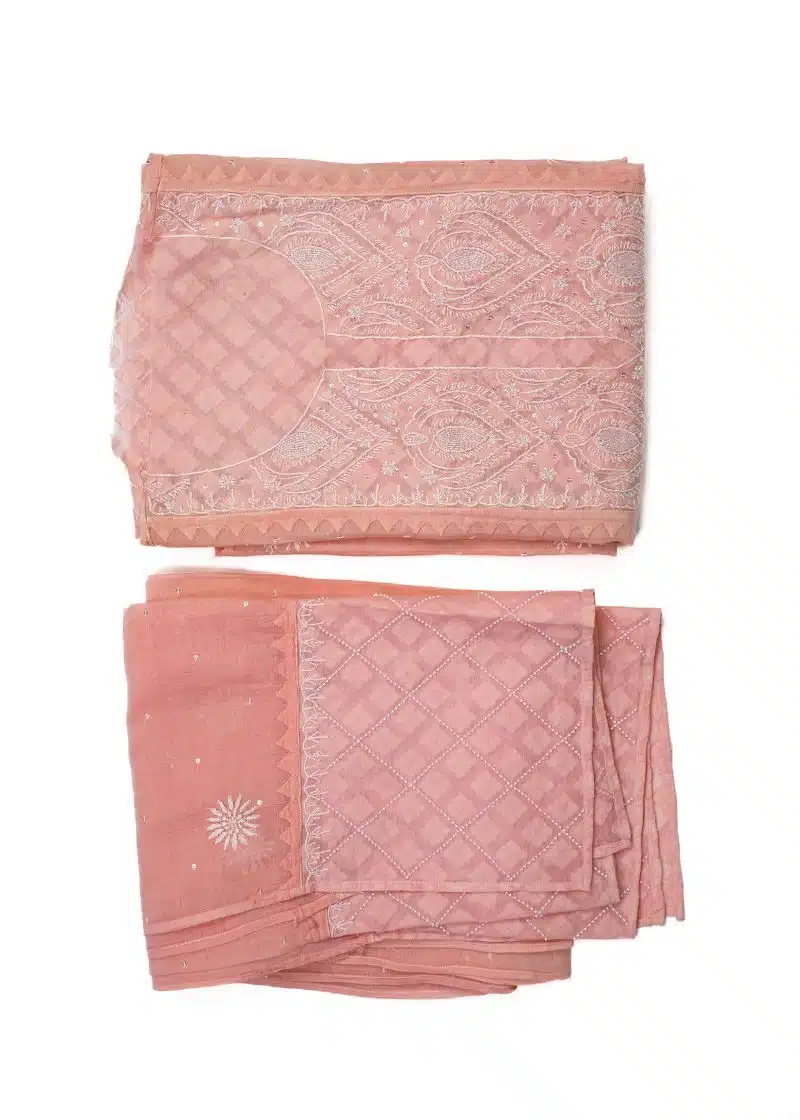 Maysarah Lucknowi | Peach | Semi stitched | Festival wear | Kurta Dupatta Style | 2 pc set