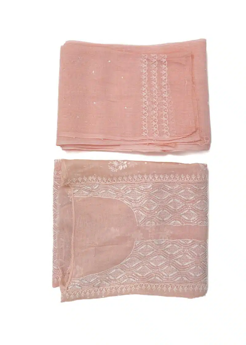 Maysarah Lucknowi | Peach | Semi Stitched | Kurta dupatta | Daily & Festival Wear | 2 pc set.