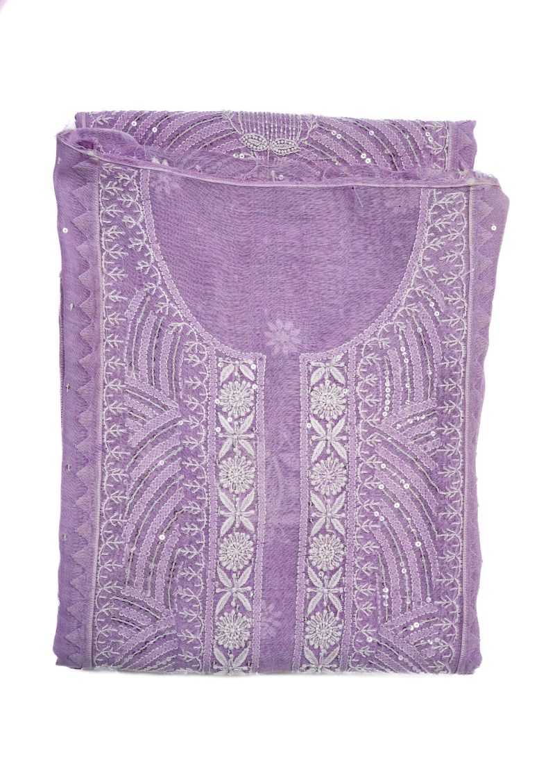 Maysarah Lucknowi | Purple | Semi Stitched | Kurta dupatta | Festival Wear | 2 pc set. - Image 3