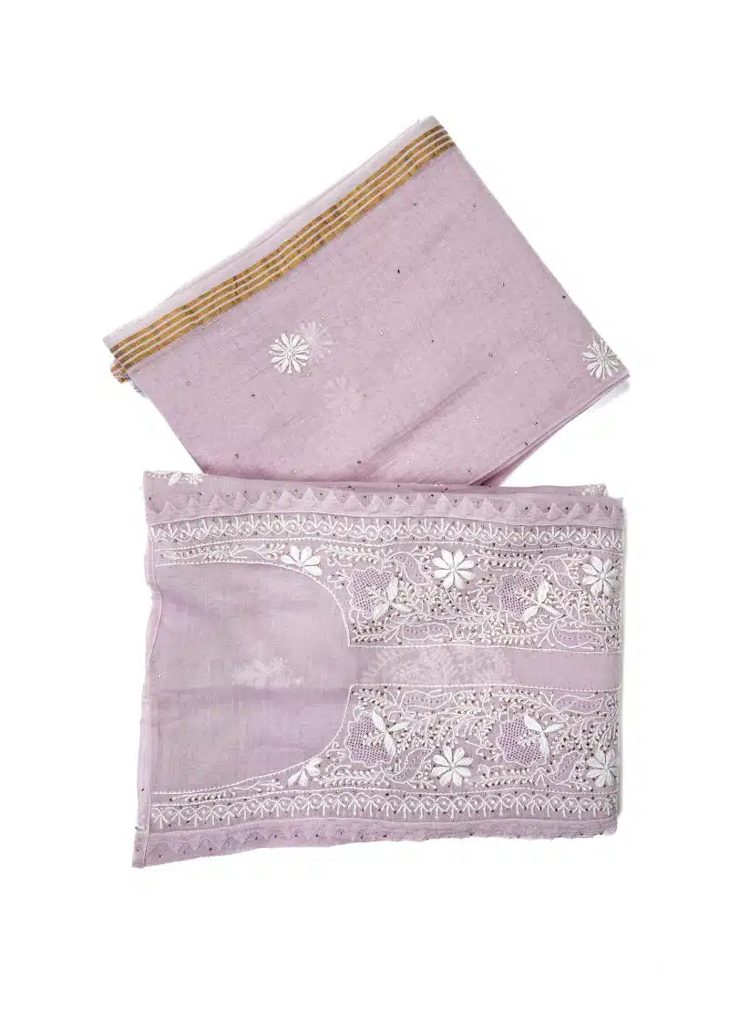 Maysarah Lucknowi | Purple | Semi Stitched | Kurta dupatta | Festival Wear | 2 pc set. - Image 3