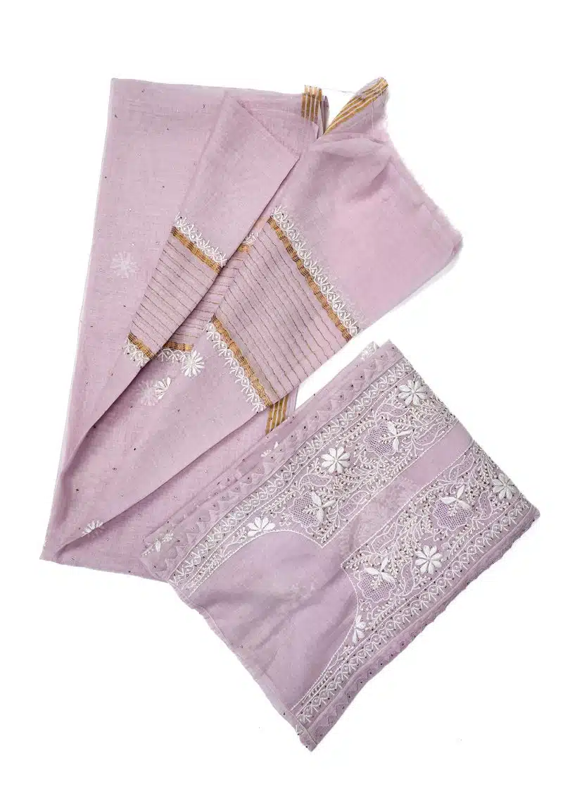Maysarah Lucknowi | Purple | Semi Stitched | Kurta dupatta | Festival Wear | 2 pc set. - Image 4
