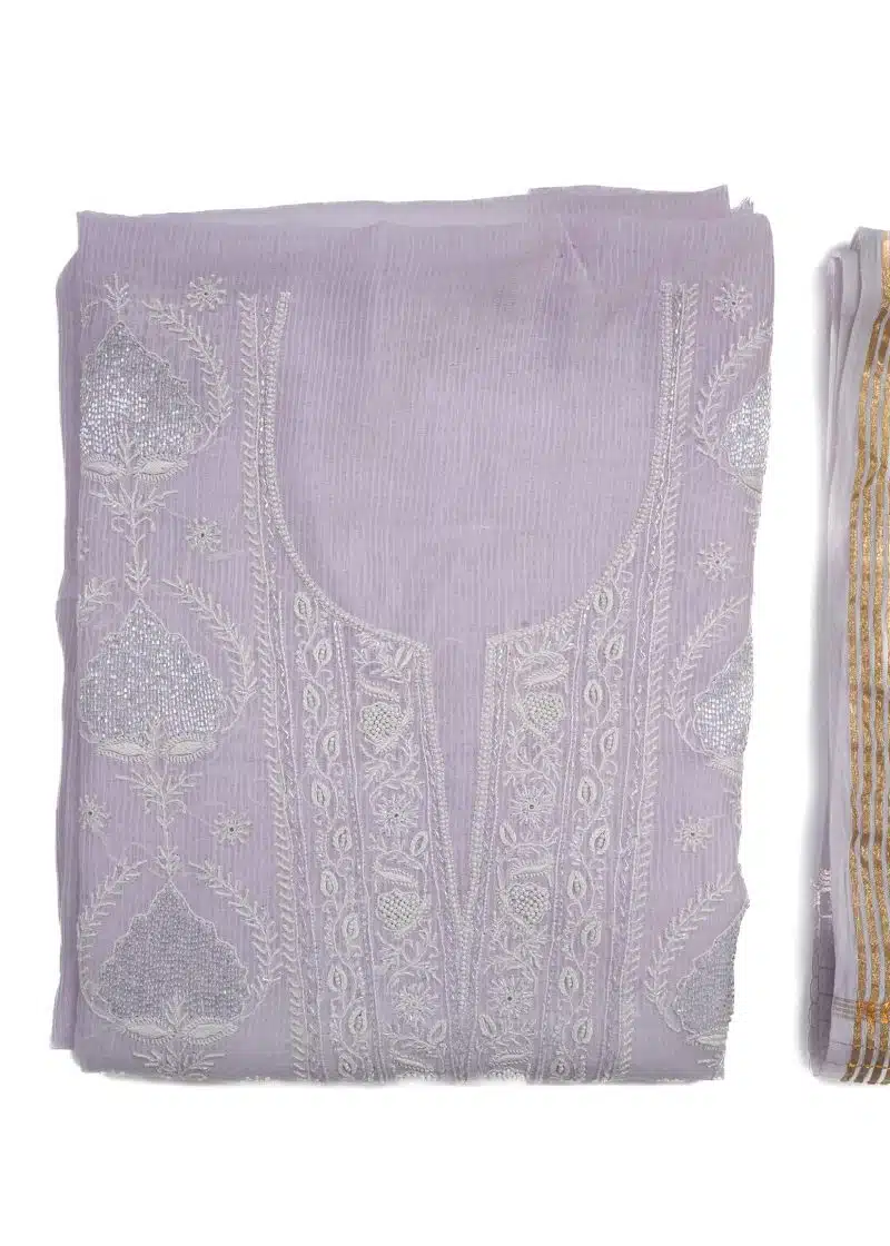 Maysarah Lucknowi | Lavender | Unstitched | Kurta dupatta | Daily & Festival Wear | 2 pc set. - Image 2