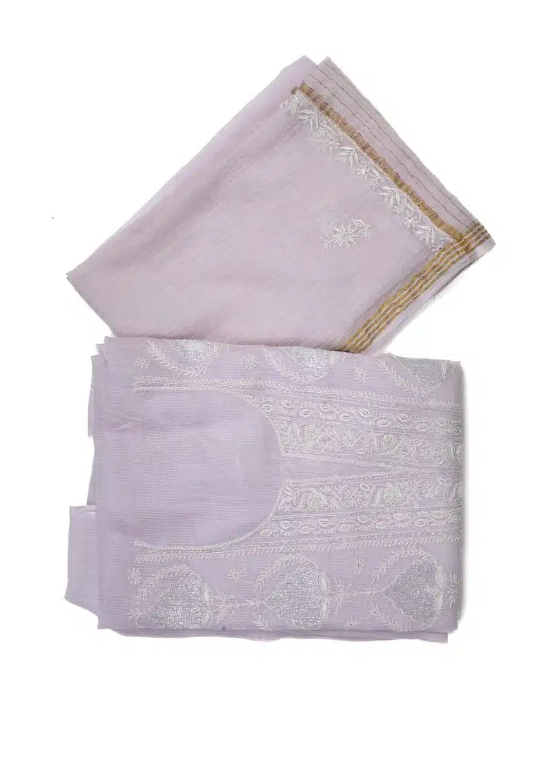 Maysarah Lucknowi | Lavender | Unstitched | Kurta dupatta | Daily & Festival Wear | 2 pc set. - Image 3