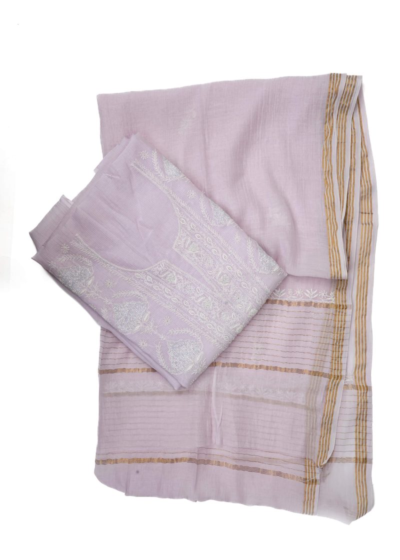 Maysarah Lucknowi | Lavender | Unstitched | Kurta dupatta | Daily & Festival Wear | 2 pc set. - Image 4