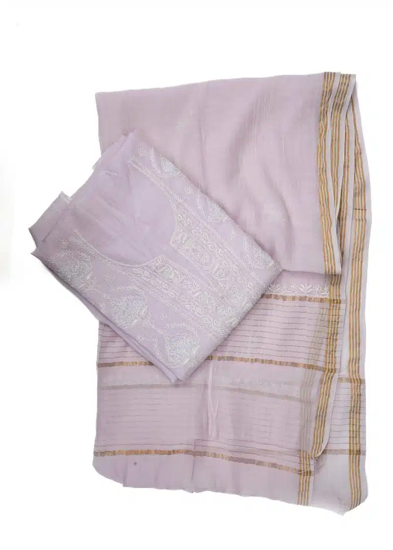 Maysarah Lucknowi | Lavender | Unstitched | Kurta dupatta | Daily & Festival Wear | 2 pc set. - Image 4