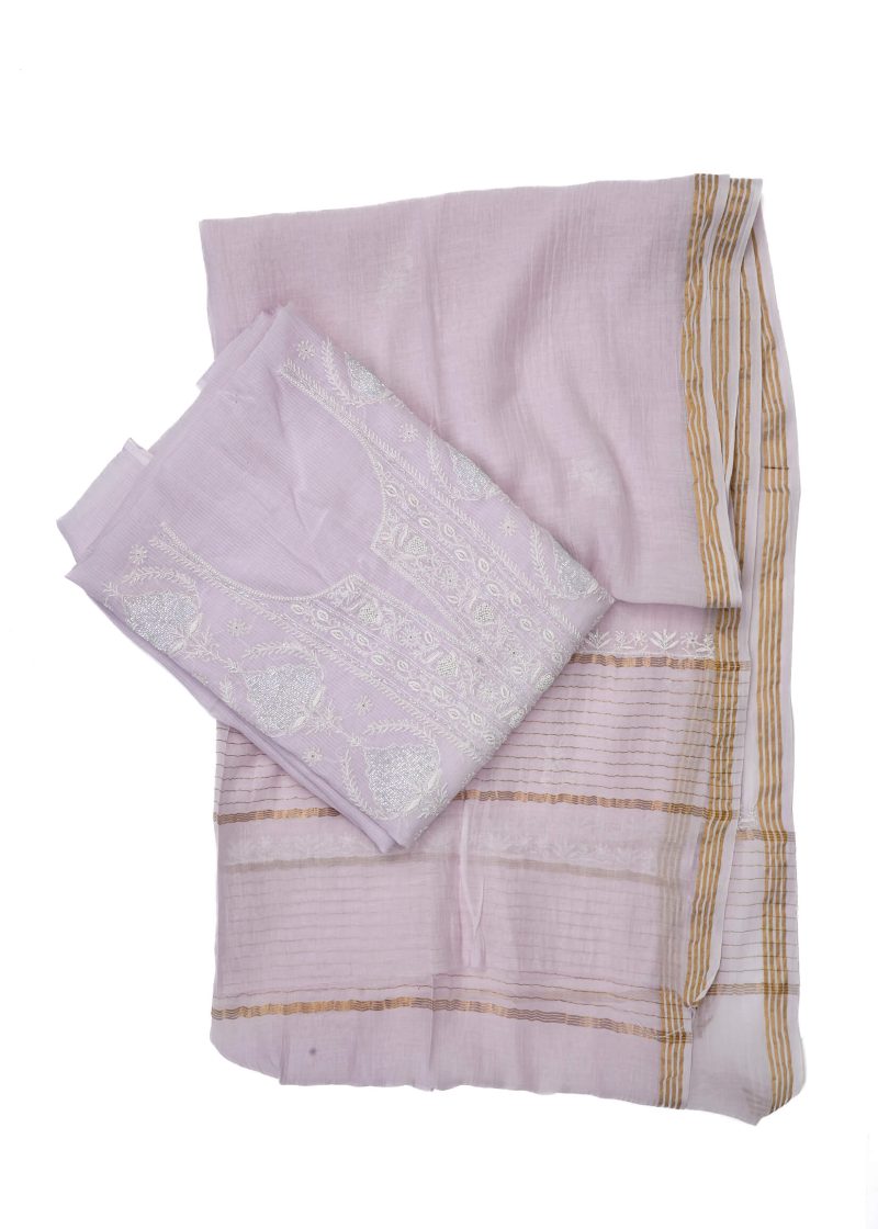 Maysarah Lucknowi | Lavender | Unstitched | Kurta dupatta | Daily & Festival Wear | 2 pc set. - Image 5