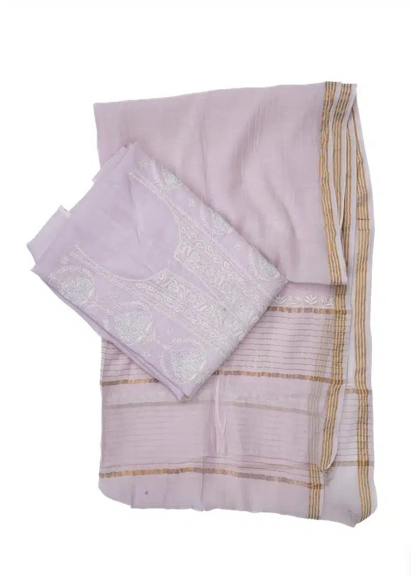 Maysarah Lucknowi | Lavender | Unstitched | Kurta dupatta | Daily & Festival Wear | 2 pc set. - Image 5