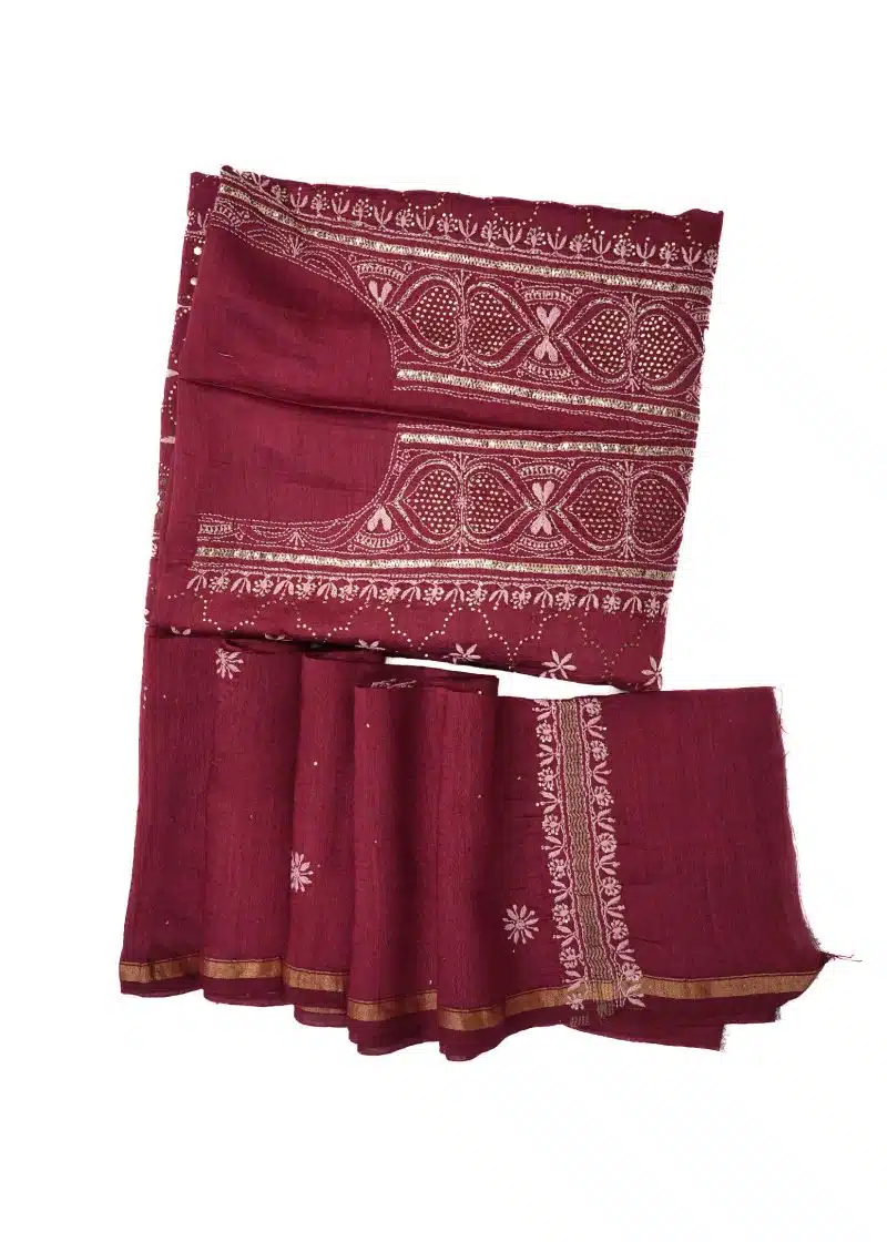 Maysarah Lucknowi | Golden Maroon | Semi stitched | Festival wear | Kurta Dupatta Style | 2 pc set - Image 4