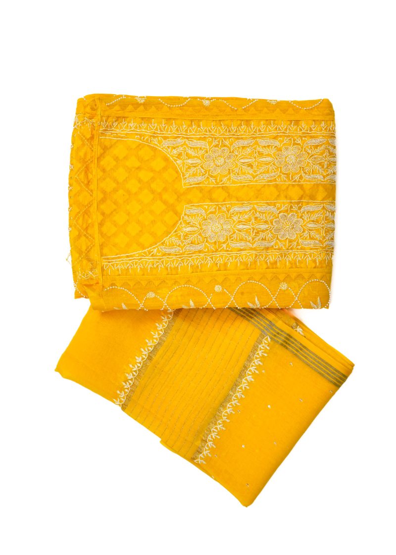 Maysarah Lucknowi | Yellow | Semi stitched | Festival wear | Kurta Dupatta Style | 2 pc set - Image 2