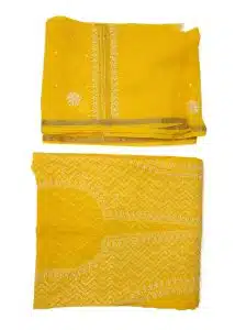 Maysarah Lucknowi | Golden Yellow | Unstitched | Festival wear | Kurta Dupatta Style | 2 pc set