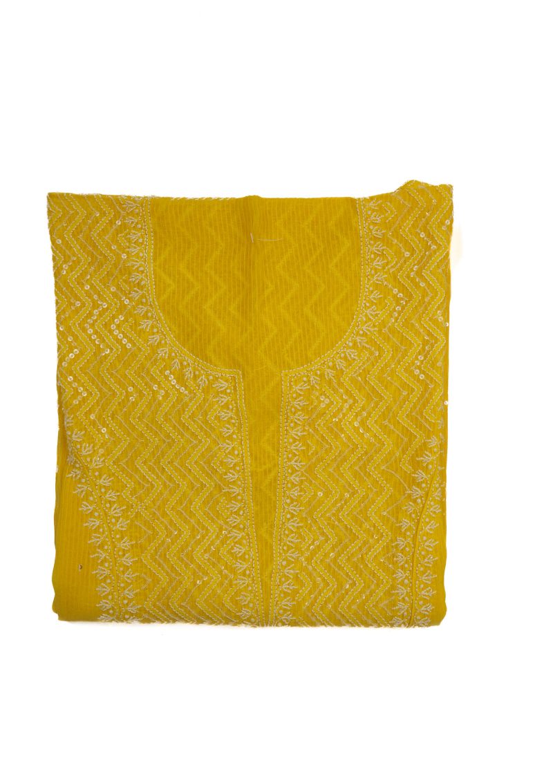 Maysarah Lucknowi | Golden Yellow | Unstitched | Festival wear | Kurta Dupatta Style | 2 pc set - Image 2