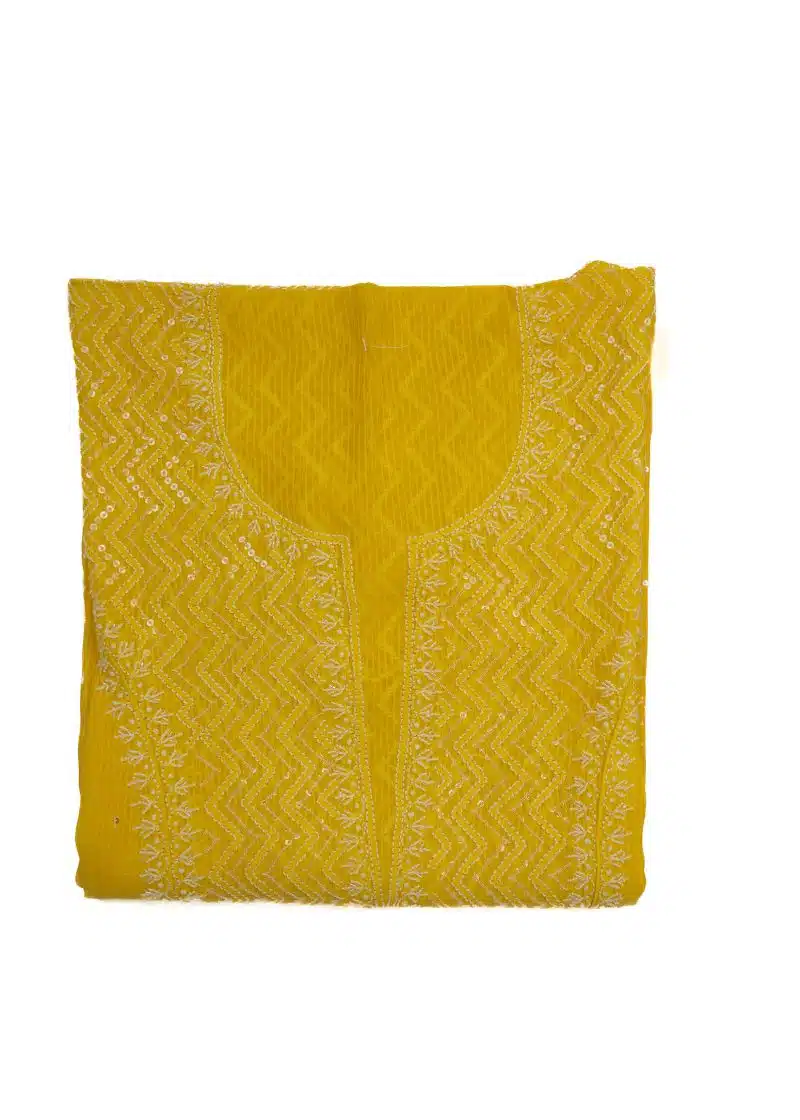 Maysarah Lucknowi | Golden Yellow | Unstitched | Festival wear | Kurta Dupatta Style | 2 pc set - Image 2