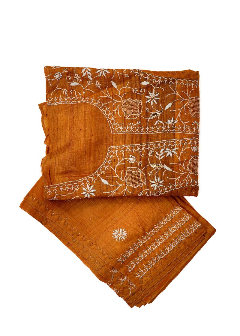 Maysarah Lucknowi | Mustard | Semi stitched | Festival wear | Kurta Dupatta Style | 2 pc set - Image 2