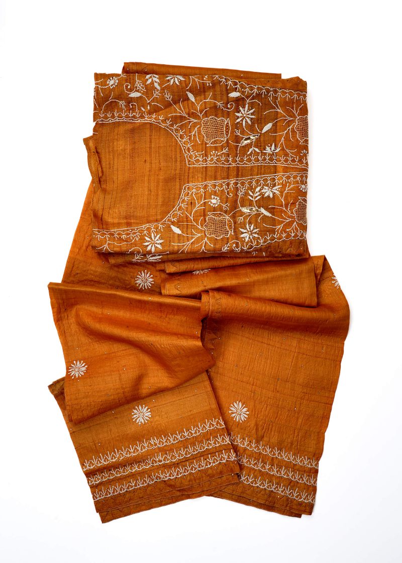 Maysarah Lucknowi | Mustard | Semi stitched | Festival wear | Kurta Dupatta Style | 2 pc set - Image 4