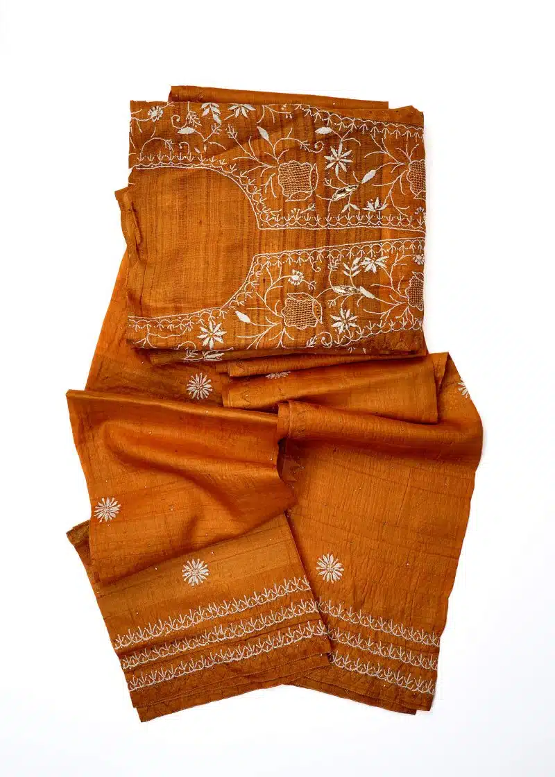 Maysarah Lucknowi | Mustard | Semi stitched | Festival wear | Kurta Dupatta Style | 2 pc set - Image 4