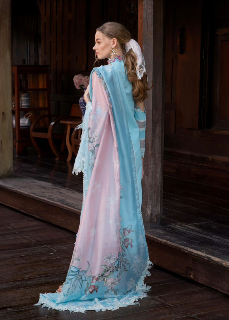 Asifa & Nabeel Lawn | Blue | Unstitched | Party wear | Digital printed dupatta on polly silk | UTOPIA RRL-01 - Image 2