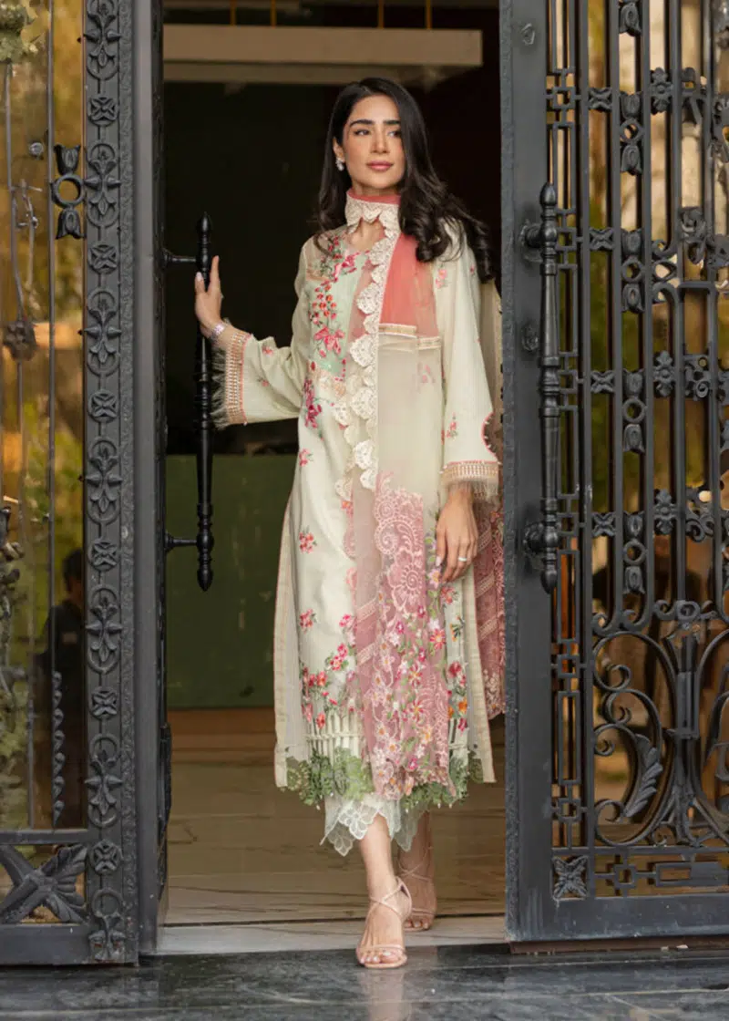 Asifa & Nabeel Lawn | Tea Green | Unstitched | Party wear | Digital printed dupatta on polly silk | SERENE RRL-07 - Image 3