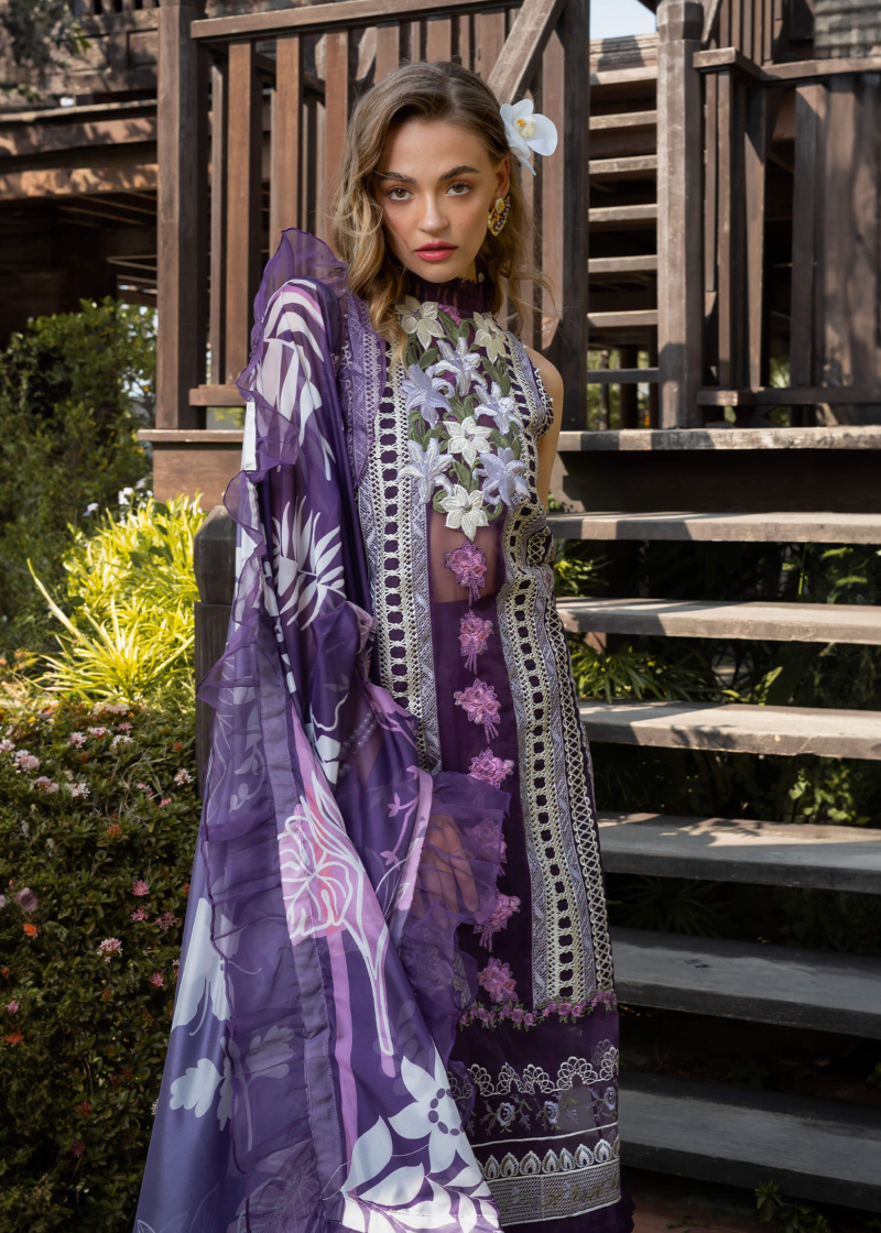 Asifa & Nabeel Lawn | Purple | Unstitched | Party wear | Digital printed dupatta on polly silk | DAZZLE RRL-12 - Image 2