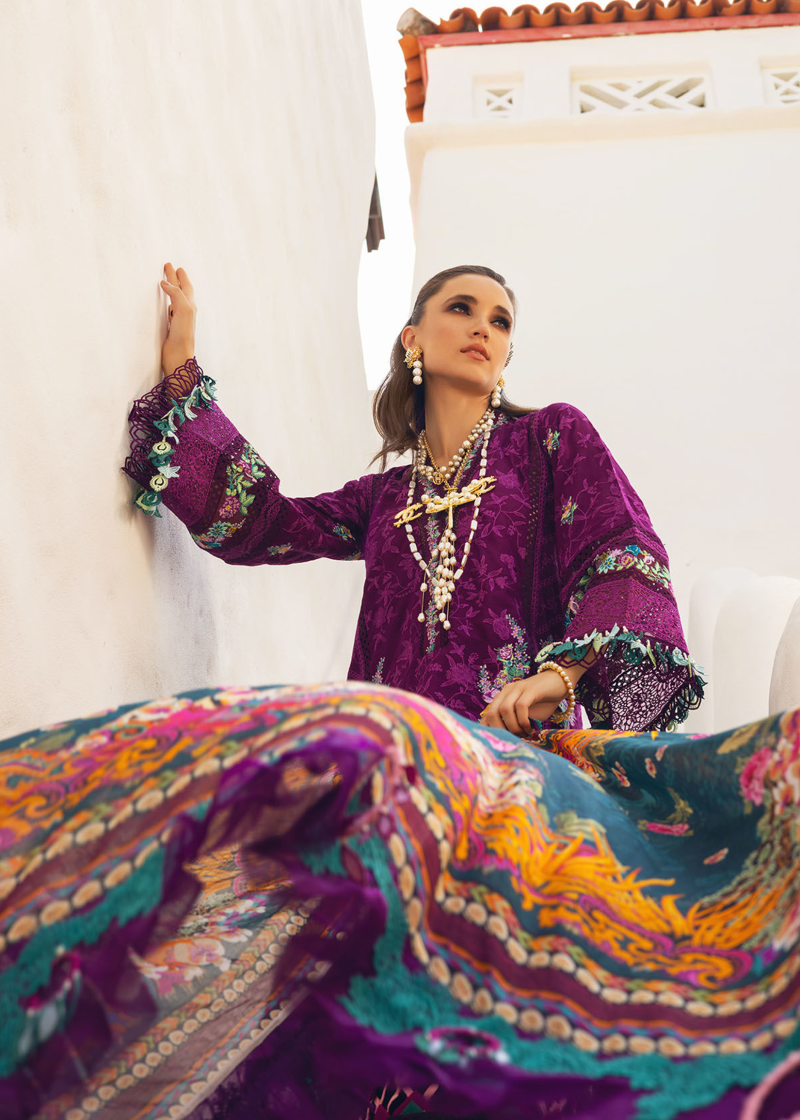 Annus Abrar Neroli Luxury Lawn | Magenta | Unstitched | Party wear | Digitally Printed Chiffon dupatta | Zoila 07 - Image 2