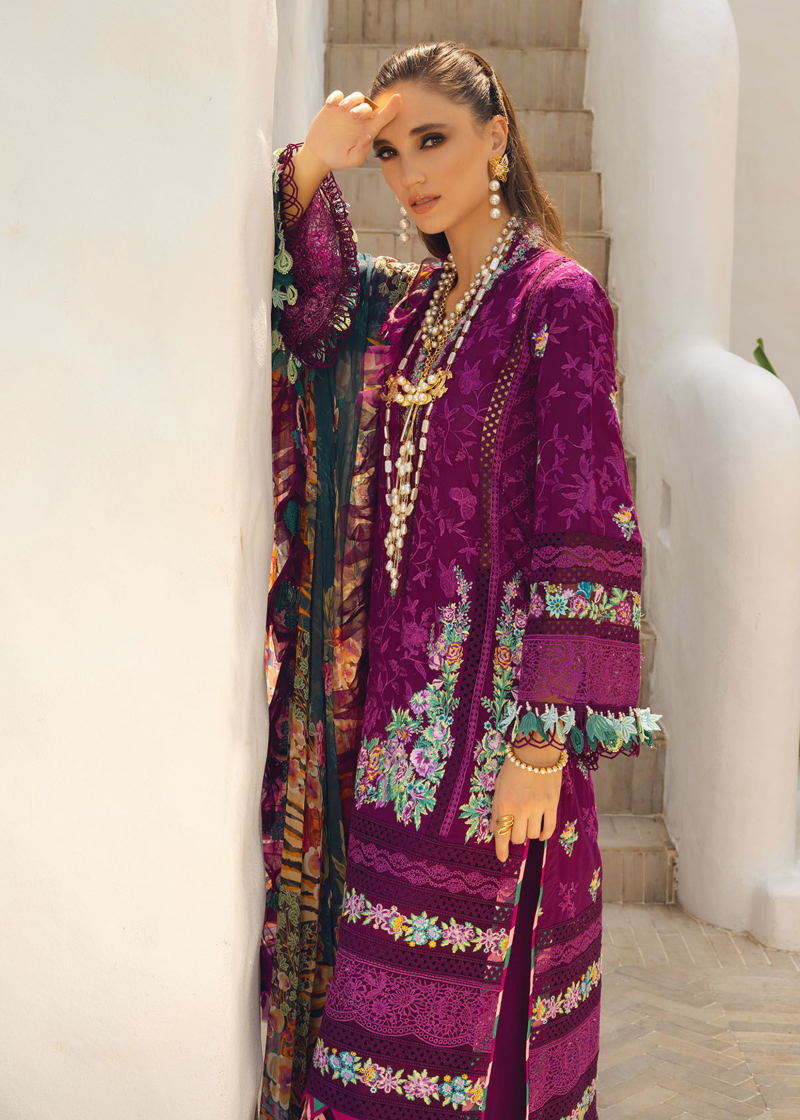 Annus Abrar Neroli Luxury Lawn | Magenta | Unstitched | Party wear | Digitally Printed Chiffon dupatta | Zoila 07 - Image 3