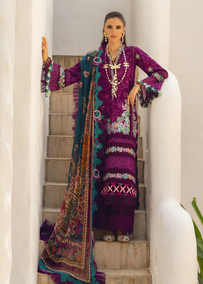 Annus Abrar Neroli Luxury Lawn | Magenta | Unstitched | Party wear | Digitally Printed Chiffon dupatta | Zoila 07 - Image 4