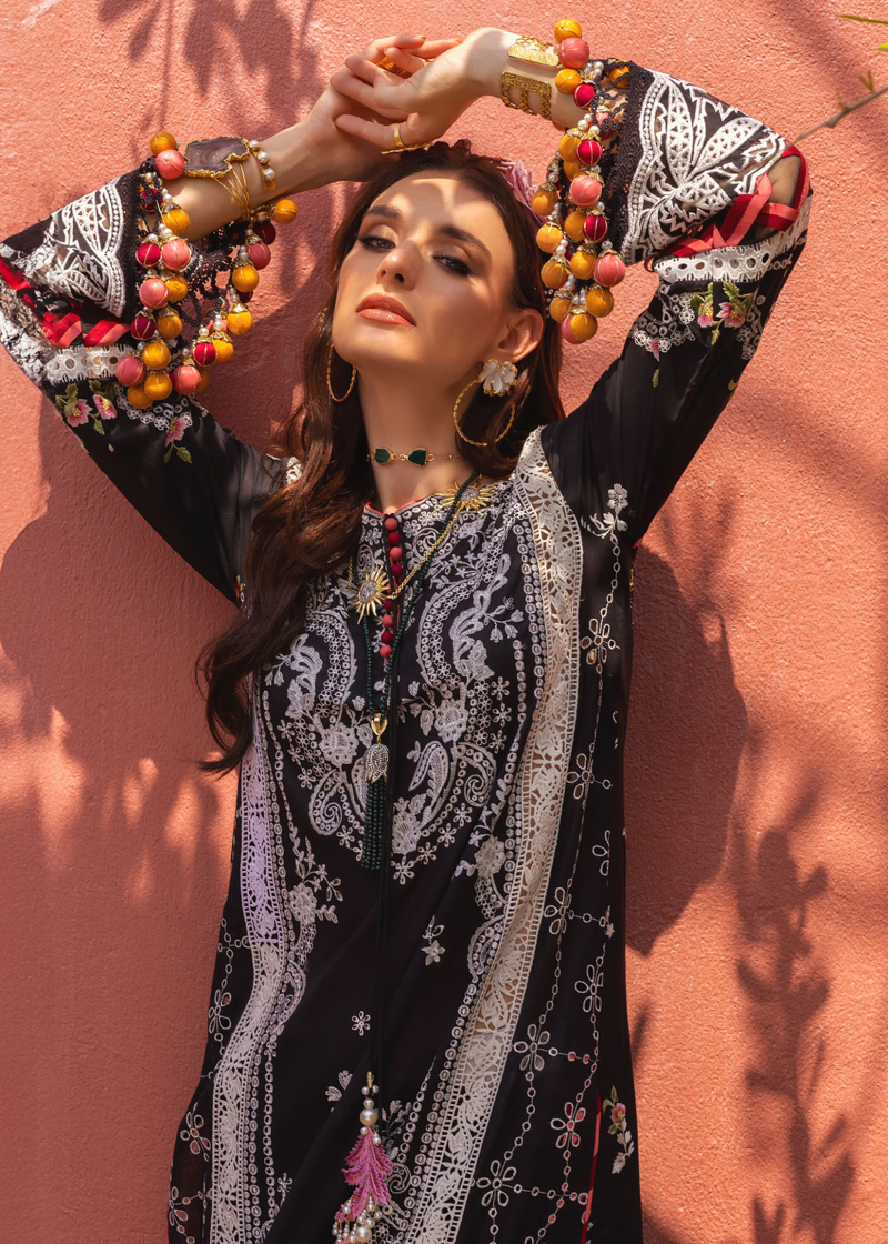 Annus Abrar Neroli Luxury Lawn | Turquoise | Unstitched | Party wear | Digitally Printed Chiffon dupatta | Riba 05 - Image 2