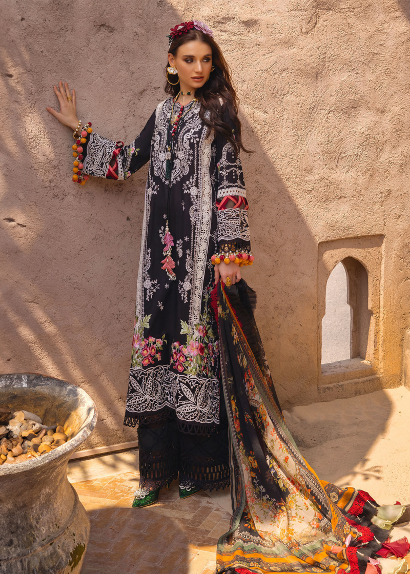 Annus Abrar Neroli Luxury Lawn | Turquoise | Unstitched | Party wear | Digitally Printed Chiffon dupatta | Riba 05 - Image 3