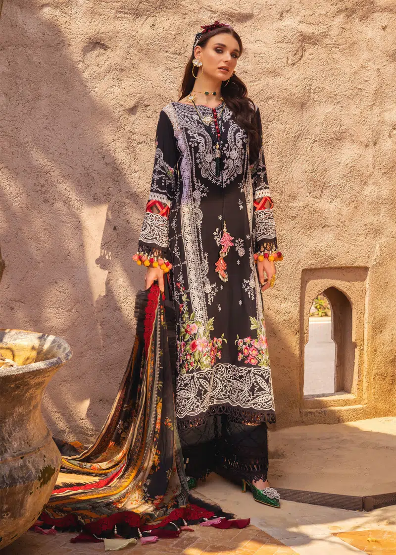 Annus Abrar Neroli Luxury Lawn | Turquoise | Unstitched | Party wear | Digitally Printed Chiffon dupatta | Riba 05 - Image 4