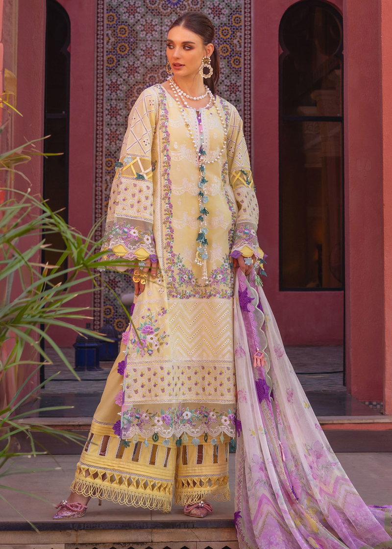 Annus Abrar Neroli Luxury Lawn | Pastel Yellow | Unstitched | Party wear | Digitally Printed Chiffon dupatta | Amaya 10 - Image 4