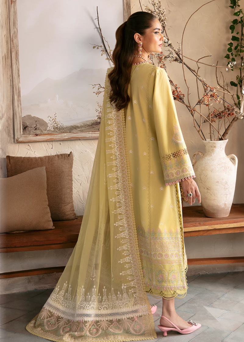 Afrozeh CASCADE Luxury Lawn | Lime | Unstitched | Party wear | Organza embroidered Dupatta | Liliana 662 - Image 2