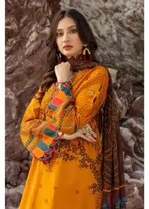 Charizma | Mustard | Unstitched | Casual Wear | Kurta Dupatta Trouser | 3 pc Set