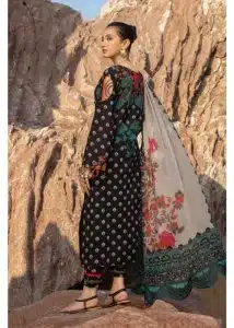 Charizma | Black | Unstitched | Casual Wear | Kurta Dupatta Trouser | 3 pc Set