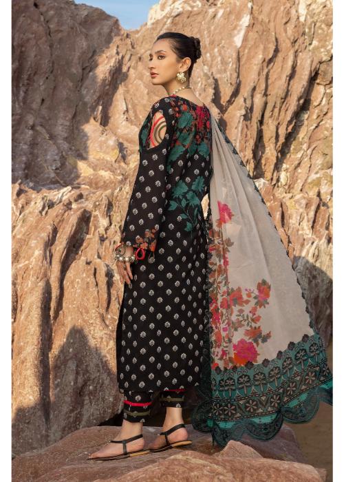 Charizma | Black | Unstitched | Casual Wear | Kurta Dupatta Trouser | 3 pc Set