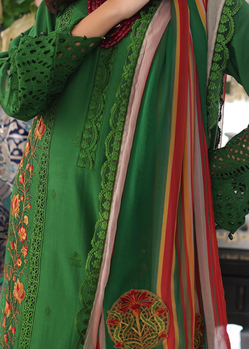Charizma TABEER Lawn | Dark Green | Unstitched | Party wear | Printed Chiffon Dupatta | CT4-01 - Image 3