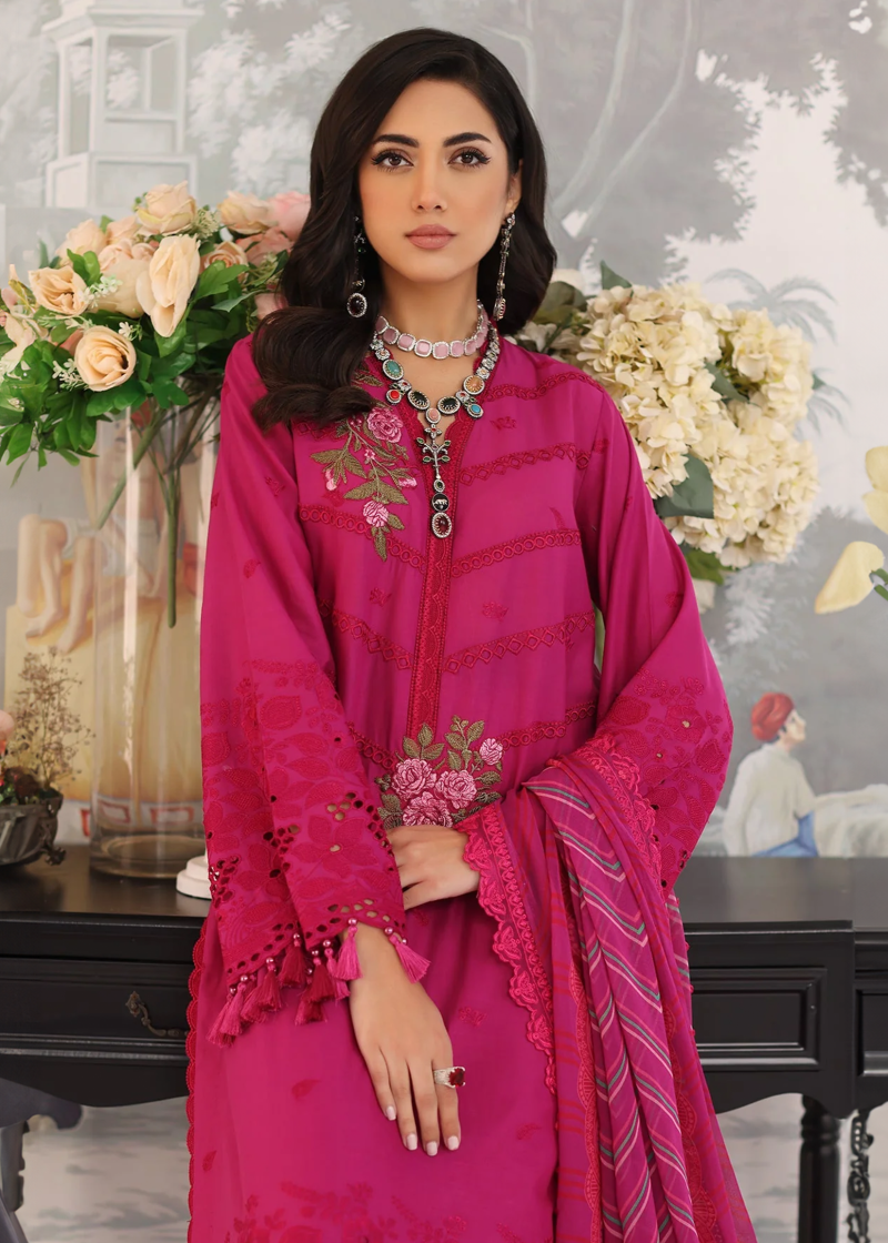 Charizma TABEER Lawn | Pink | Unstitched | Party wear | Printed Chiffon Dupatta | CT4-07 - Image 3