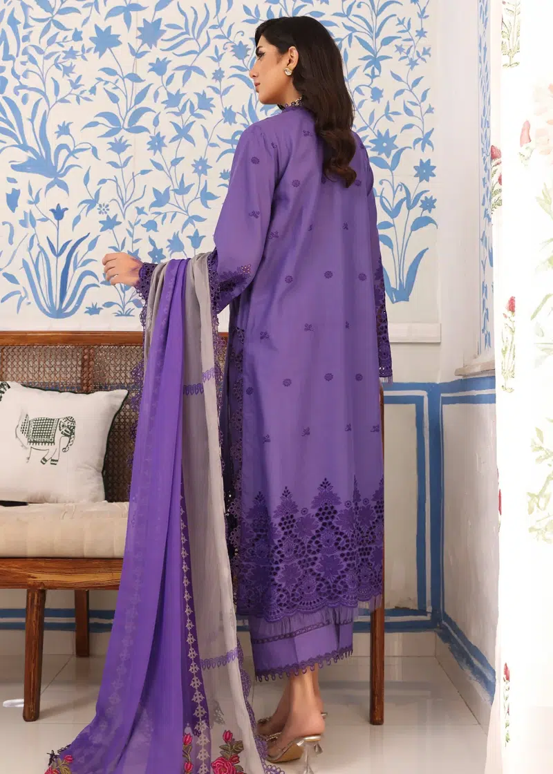 Charizma TABEER Lawn | Purple | Unstitched | Party wear | Printed Chiffon Dupatta | CT4-08 - Image 2