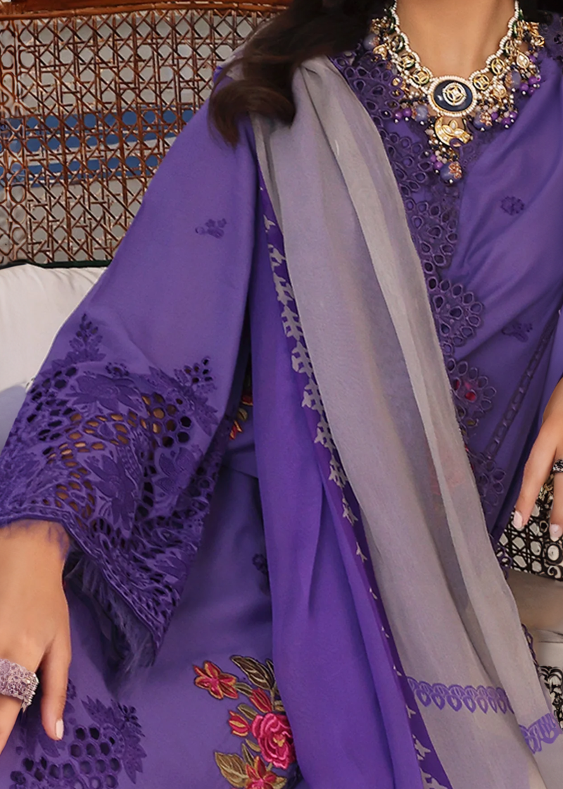 Charizma TABEER Lawn | Purple | Unstitched | Party wear | Printed Chiffon Dupatta | CT4-08 - Image 3