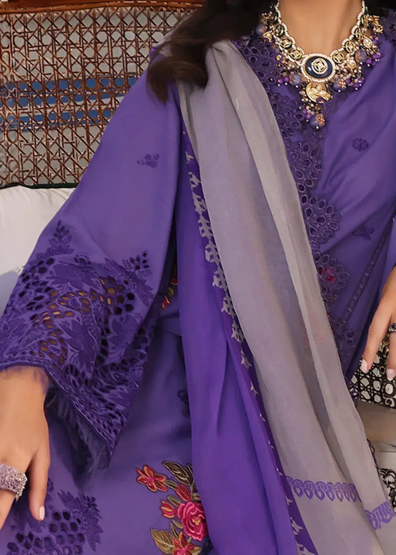 Charizma TABEER Lawn | Purple | Unstitched | Party wear | Printed Chiffon Dupatta | CT4-08 - Image 3