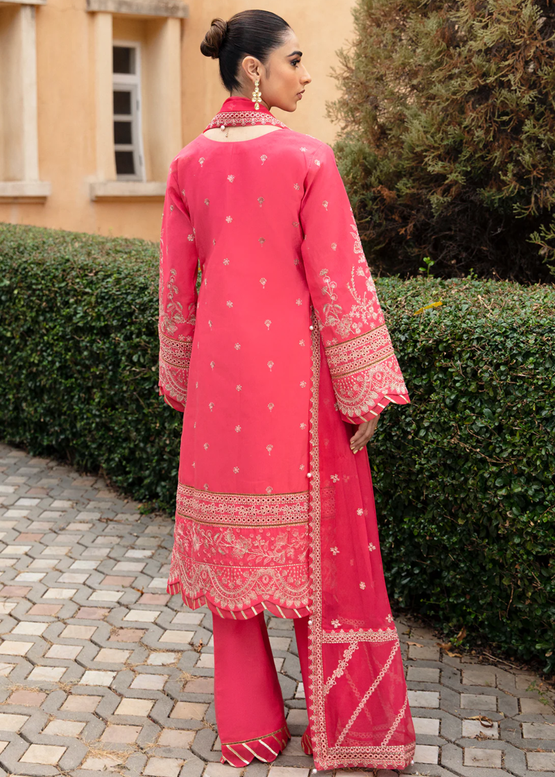 Gulaal Luxury Lawn | Coral Pink | Unstitched | Party wear | Chiffon Dupatta embroidered | ALESSIA GL-LL-24V1-06 - Image 2