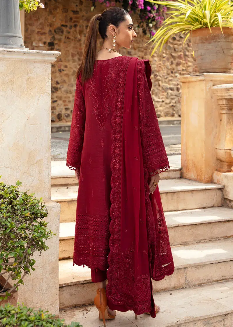 Gulaal Luxury Lawn | Maroon | Unstitched | Party wear | Chiffon Dupatta embroidered | AMELIE GL-LL-24V1-07 - Image 2