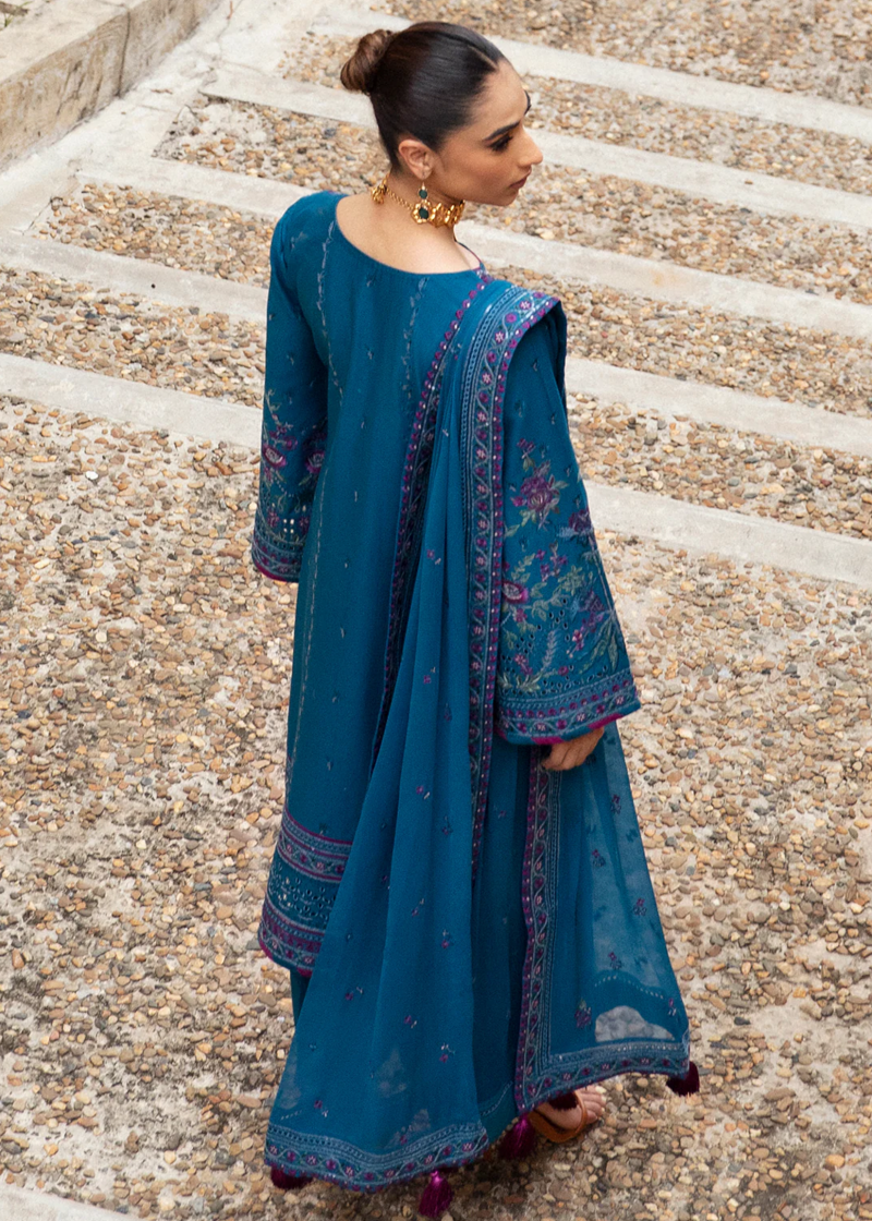 Gulaal Luxury Lawn | Dark Blue | Unstitched | Party wear | Chiffon Dupatta embroidered | FELICIA GL-LL-24V1-04 - Image 4