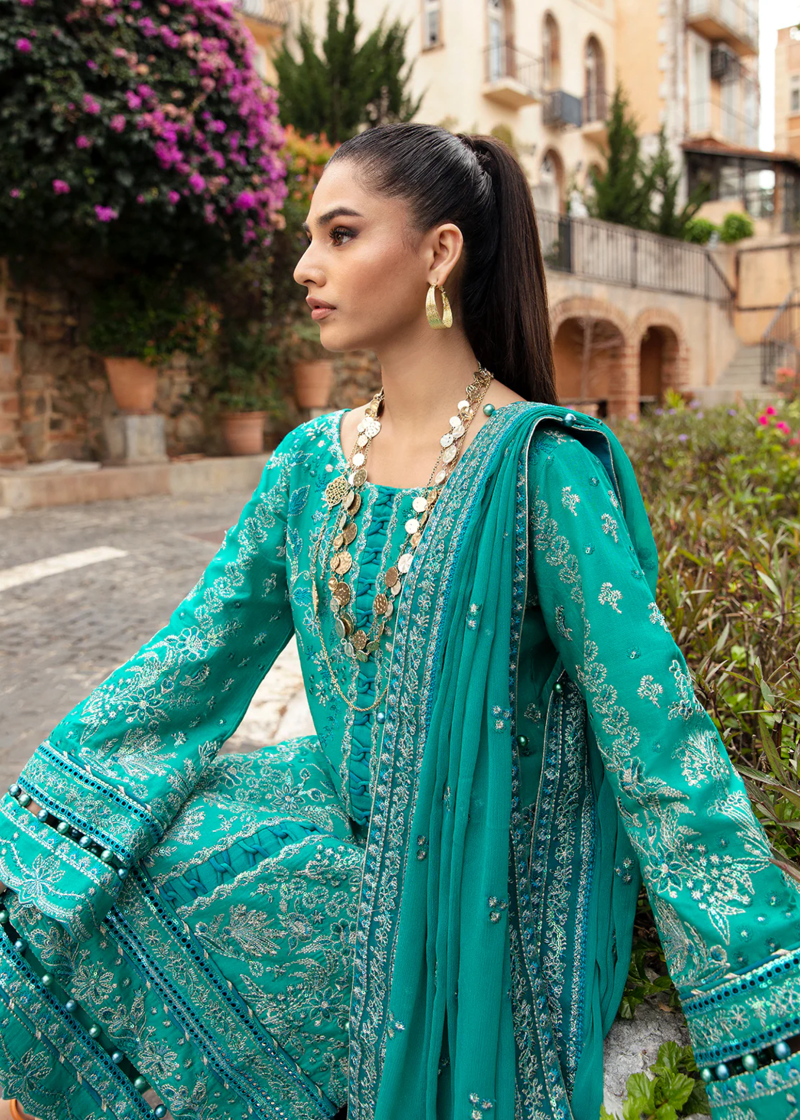 Gulaal Luxury Lawn | Pine Green | Unstitched | Party wear | Chiffon Dupatta embroidered | CIANA GL-LL-24V1-08 - Image 3